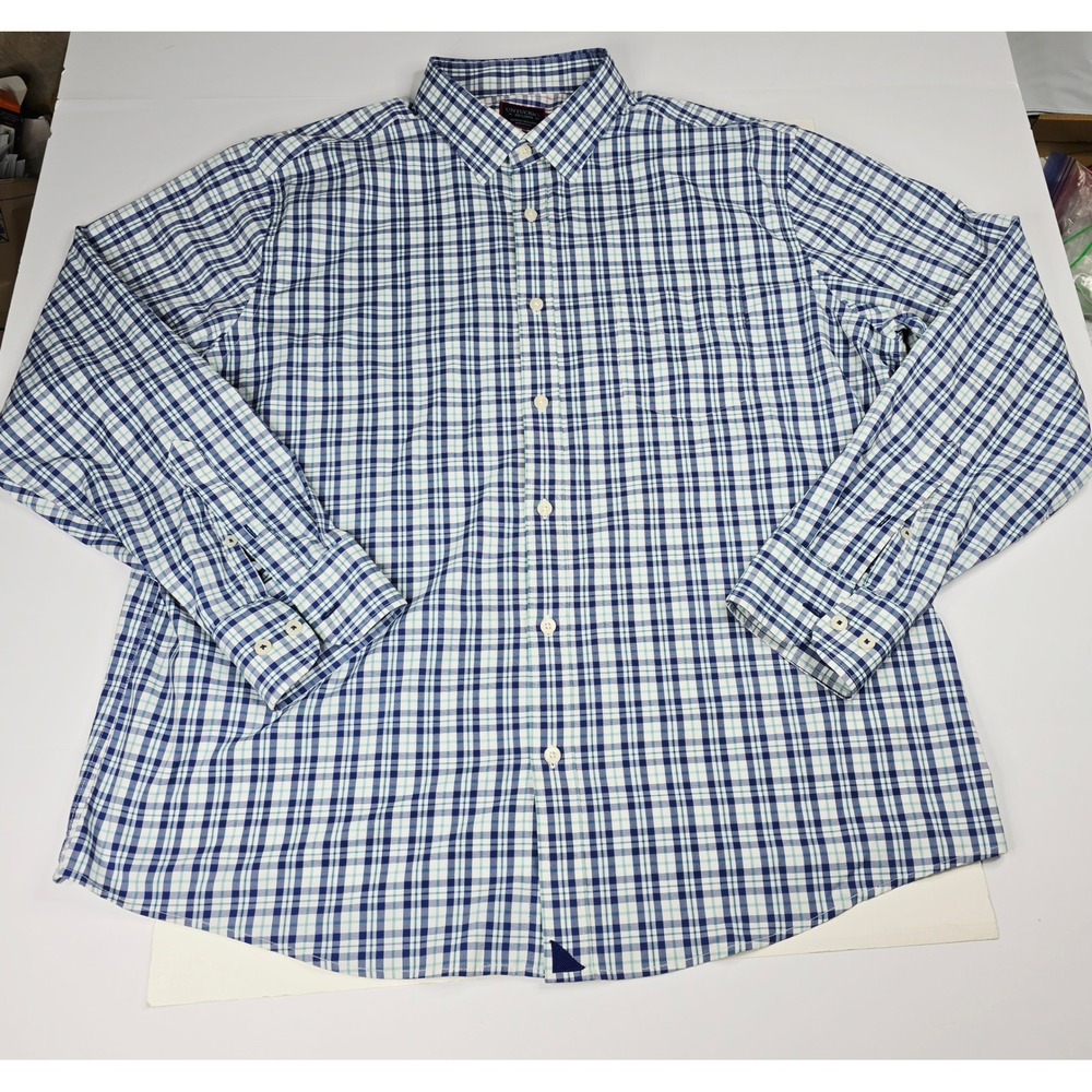 UNTUCKit Macuil Blue Green Plaid Performance Shirt Mens XXL Regular 40453